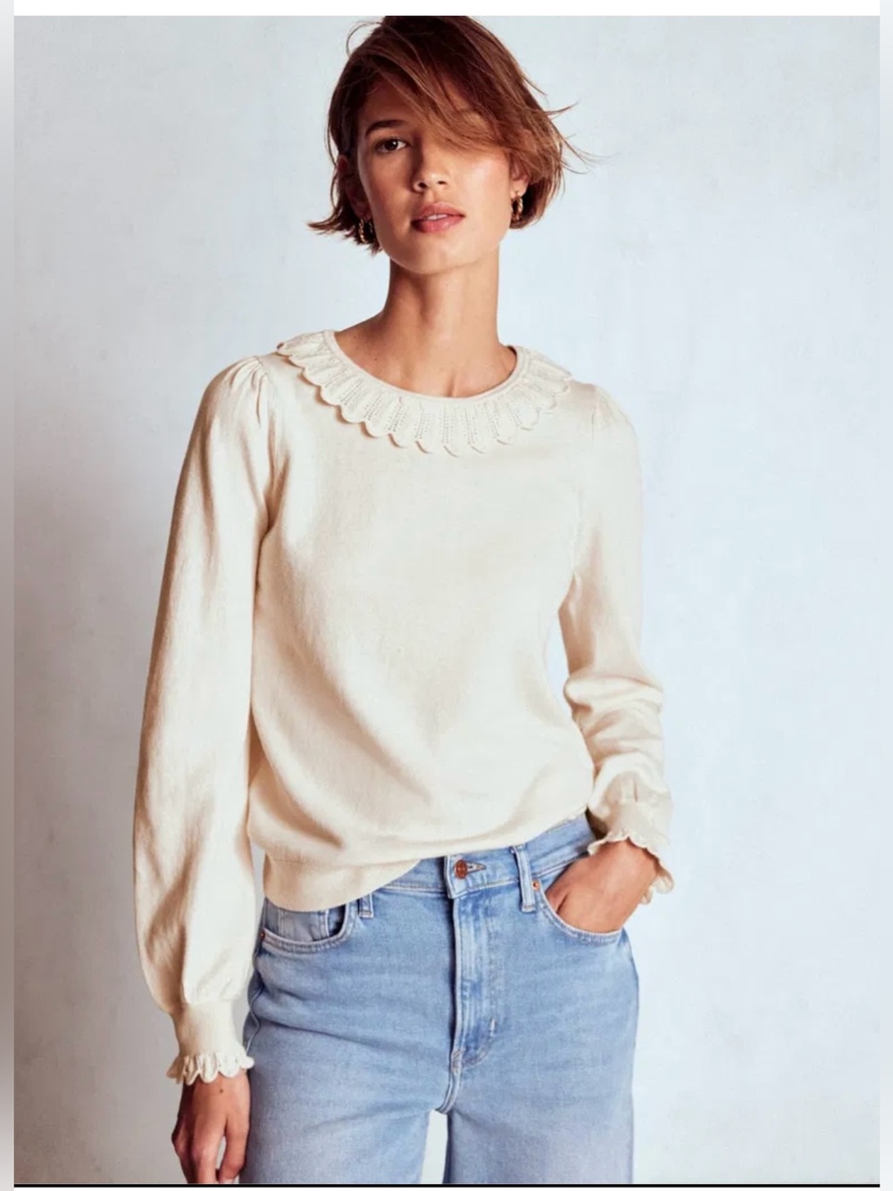 Women’s Boden Melina Cotton Ruffle Sweater - Medium
